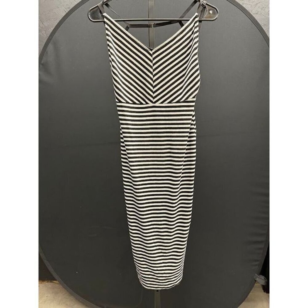 Nasty Gal Black And White Striped Open Back Strappy Dress